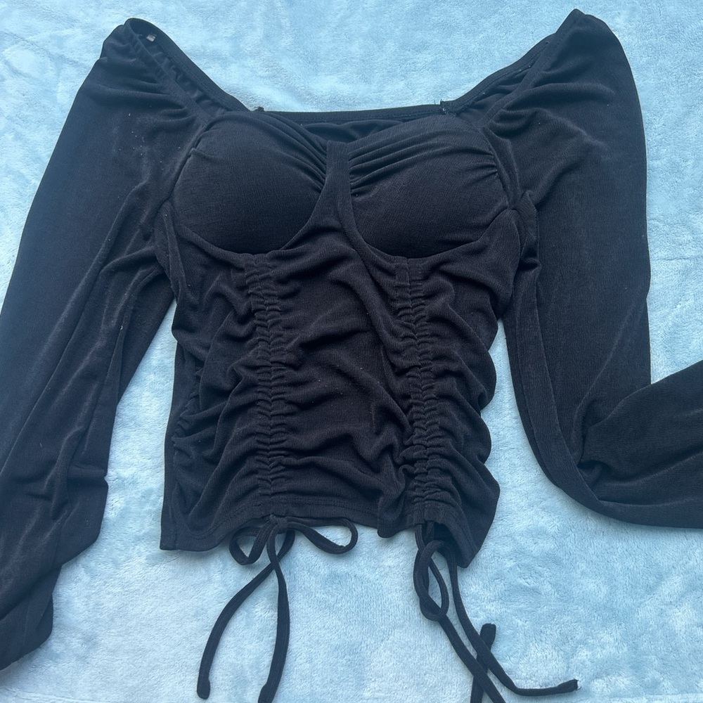 Elegant Black Ruched Women's Top